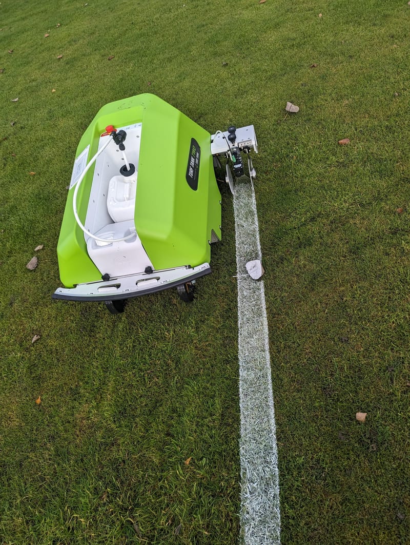 GPS robotic pitch marking on a sports pitch